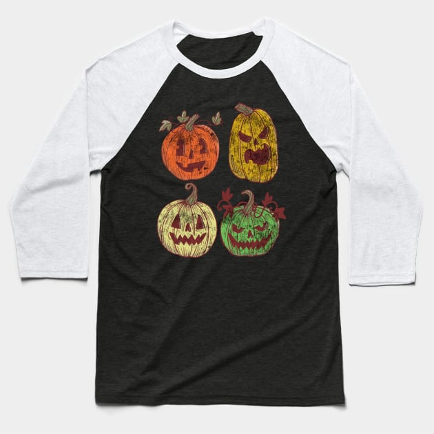 Vintage Pumpkin Funny Pumpkin Halloween Retro Baseball T-Shirt by SamDesigns